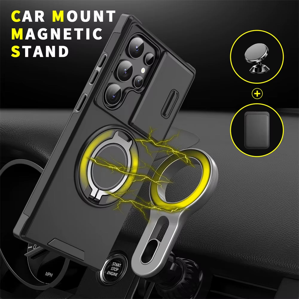 Slide Camera Protection Magnetic Stand Phone Case for Samsung S26 S25 Edge S24 S23 plus S21 S22 Ultra FE A54 A15 A05 A05S Cover
